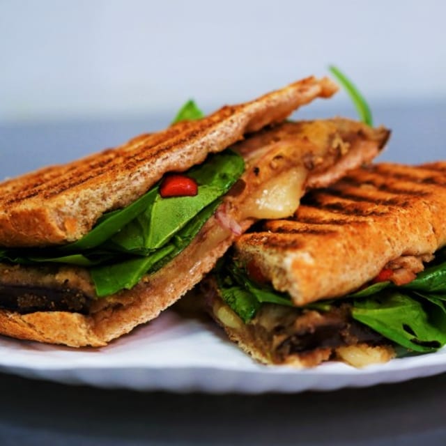 CJ's Eggplant Spectacular Sandwich.